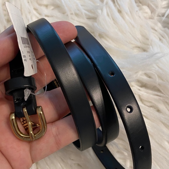J. Crew Accessories - J. Crew Black Leather Belt with Gold Buckle size S length till first whole 30”